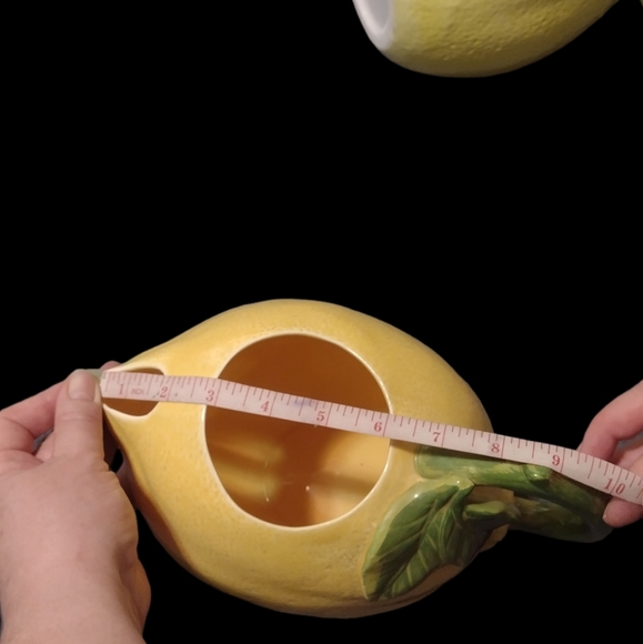 Hearth and Home Large Glazed Ceramic Yellow Lemon Pitcher - Picture 2 of 5